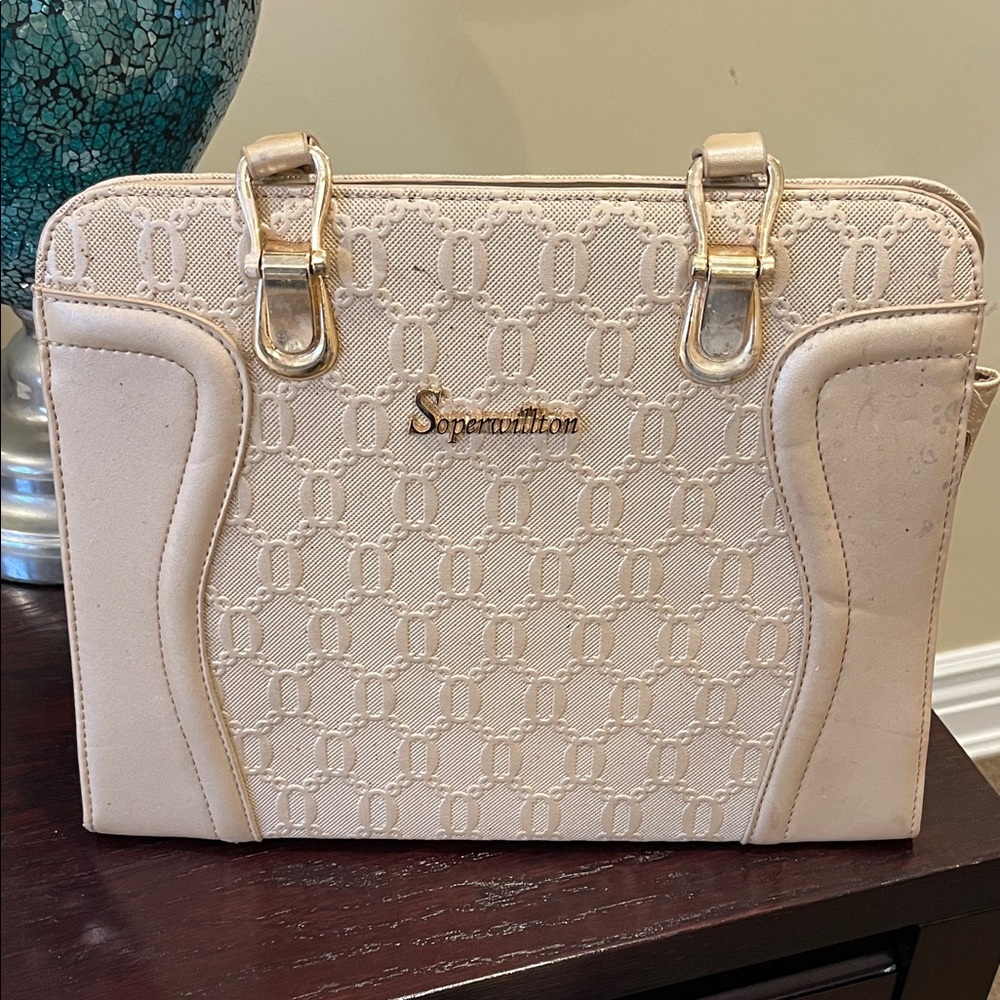 Beige Soperwillton Satchel Bag
